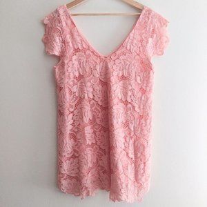 BB Dakota Peachy Pink Lace Mini Dress M Tunic Top Blouse